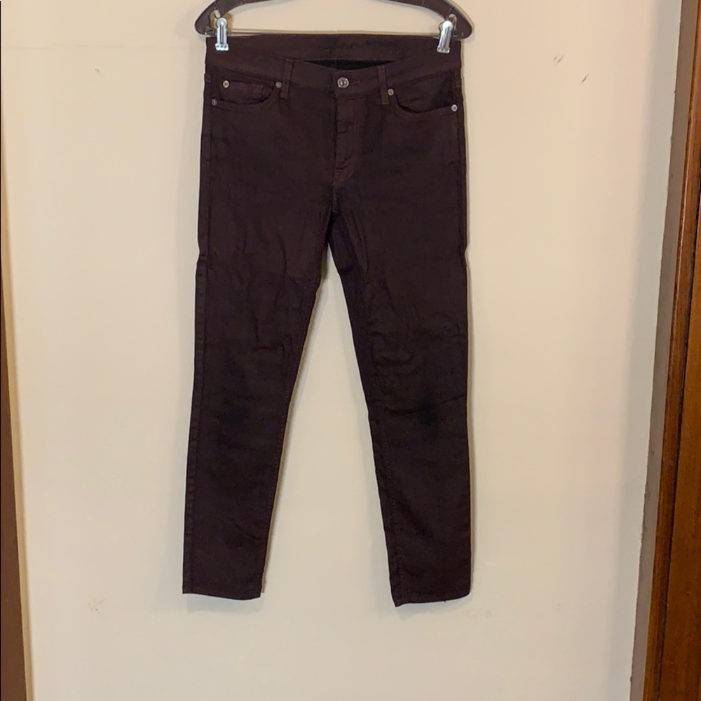 7 for All Mankind maroon cropped skinny jeans 30